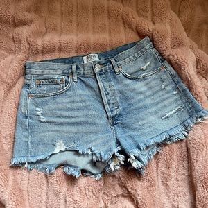 Agolde Blue Distressed Jean Shorts